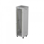 Szafa Lanberg Szafa instalacyjna rack stoj&scaron;ca 19' 42U 600x600 szara drzwi przeszklone LCD (Flat pack) | FF01-6642-12SL | 5901969447934
