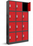 Diablo Chairs Spind F&auml;cherschrank Schlie&szlig;fachschrank mit 12 F&auml;chern MARCIN, 900 x 1850 x 400 mm, anthrazit-rot | 5902560335606 | 5902560335606