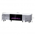 RTV cabinet PAFOS EF with electric fireplace 180x42x49 black matt | PAFOS RTV+K CZ | 5903815006869