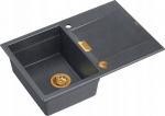 Zlewozmywak Owen OWEN 111 GraniteQ zlewozmywak z syfonem Push 2 Open 1-komorowy z/o (760x500x215, kom. 330x430) black diamond / elementy miedziane | brak | 5904310997980