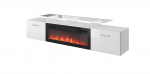 RTV cabinet ROVA with electric fireplace 190x37x48 white/gloss white | ROVA+KOM BI/BI | 5903815006876