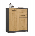 Topeshop Komoda SIMPLO 2D2S Szafka 2 Szuflady 2 Drzwi Do Salonu ANTRACYT DĄB ARTISAN | M-MP-K-SIM-2D2S-ANTA | 5900354142904