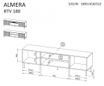 ALMERA TV cabinet 180.5x42x52.5 walnut/cashmere + black fireplace | STVCMMZPM0348 | 5903815011702