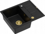 Zlewozmywak GraniteQ MORGAN 116 zlewozmywak pure carbon z syfonem Push To Open kol. złoty 1-komorowy z/o + zaczepy 4 szt | brak | 5904310996983