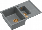 Zlewozmywak GraniteQ MORGAN 156 zlewozmywak silver stone z syfonem Push To Open okrągły 1,5-komorowy z/o / elementy miedziane | brak | 5904310997171
