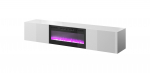RTV cabinet SLIDE 200K with electric fireplace 200x40x37 cm all in gloss white | SLIDE 200K+K BI | 5903815007019