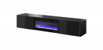 RTV cabinet SLIDE 200K with electric fireplace 200x40x37 cm all in gloss black | SLIDE 200K+K CZ | 5903815007026