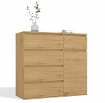 Topeshop Komoda 1D5S Szafka 1 Drzwi 5 Szuflad Do Salonu Sypialni Pokoju Dąb Artisan | M-MP-K-MAL-1D5S-ART | 5900354145967