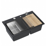 Plautuvė su dozatoriumi ir pjaustymo lenta Quadron MARC 120 HQC7650U7_BS, juoda/plieno | HQC7650U7_BS-QDR | 5905505508189
