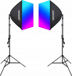 Kit Neewer NK800 two softboxes + bulbs RGB 24W 2700-6500K + tripods + barndoors | B0CF55TW5J | 6976831830144