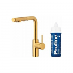 Bateria kuchenna KFA DUERO PURE BASIC PULL-OUT BATERIA KUCHENNA Z FUNKCJĄ FILTRACJI WODY I WYCIĄGANĄ WYLEWKĄ + ZESTAW FILTRUJĄCY PROFINE BLUE S, BRUSHED GOLD | 046623-113-31 | 5907571666251