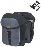 Basil Sakwa miejska podw&oacute;jna BASIL MILES TARPAULIN DOUBLE PANNIER BAG MIK 34L, MIK System (ready to go), 100% wodoodporna black slate (NEW 2025) | BAS-18305 | 8715019183058