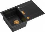 Zlewozmywak Owen OWEN 111 GraniteQ zlewozmywak z syfonem Push 2 Open 1-komorowy z/o (760x500x215, kom. 330x430) pure carbon / elementy miedziane | brak | 5904310998000