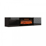 RTV LUXE cabinet 182.6x34.5x37.5 black/black gloss + black fireplace | LUXE 301126 | 5903815008474