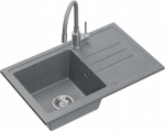 Zlewozmywak BEN 111 zlewozmywak granitowy silver stone 70x44 z szarą baterią z elastyczną wylewką, ze stalowym syfonem i zaślepką | HCB7044SZK_3323503GR_OPK-QDR | 5905505506185