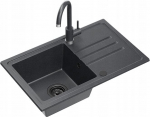 Zlewozmywak BEN 111 zlewozmywak granitowy black dotted 70x44 z czarną baterią ze stałą wylewką, z czarnym syfonem i czarną zaślepką | HCB7044CZK_PC_3623500_BL_OPK-QDR | 5905505506161