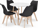 Leobert Zestaw st&oacute;ł okrągły KAMI 80 biały + 4 krzesła MARK czarne | model_3831_1-KAMI-TWX80+3319_4-MARK-ATTY16 | 5903332077625