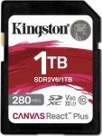 Kingston Technology 1TB Canvas React Plus SDXC UHS-II 280R/150W U3 V60 for Full HD/4K | SDR2V6/1TB | 0740617340556