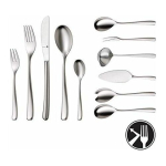 WMF Zestaw sztućc&oacute;w WMF Vision, osoby 12, sztuki 66, sztuki 60 ze sztućcami do serwowania, włożone ostrze noża, Cromargan Protect matowa stal nierdzewna, odporna na zarysowania, można myć w zmywarce | 1271006331 | 4000530687722