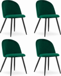 Leobert Krzesło BELLO - aksamit zieleń / nogi czarne x 4 | model_3385_4-BELLO-ROMX37 | 5903332072774