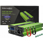Przetwornica Qoltec Przetwornica napięcia Monolith | ładowanie baterii | UPS | 1000W | 2000W | 12V na 230V | Czysty Sinus | LCD | 51942 | 5901878519425