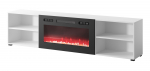 RTV cabinet POLO 200x33x50.5 white + fireplace black | POLO 205025 | 5903815008535