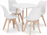 Leobert Zestaw st&oacute;ł okrągły KAMI 80cm + 4 krzesła MARK białe | model_3831_1-KAMI-TWX80+3316_4-MARK-ATTY16 | 5903332076413