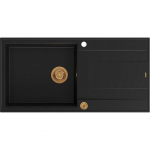 Zlewozmywak GraniteQ EVAN 146 XL zlewozmywak z syfonem Push 2 Open 1-komorowy z/o (1000x500x210, kom. 420x480) pure carbon / elementy miedziane | brak | 5904310997669