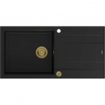 Zlewozmywak GraniteQ EVAN 146 XL zlewozmywak z syfonem Push 2 Open 1-komorowy z/o (1000x500x210, kom. 420x480) pure carbon / elementy złote | brak | 5904310997706
