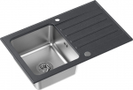 Zlewozmywak GraniteQ KENNETH 111 Fusion GraniteQ black dotted (czarny) z komorą stalową (780x480x195) z syfonem manualnym i zaślepką+wkładka ociekowa+zestaw noży Fiskars | brak | 5906954206268