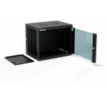 Szafa Alantec Szafa wisząca 19'' 9U 600x450, drzwi szklane jednoskrzydłowe, tył osłona pełna demontowalna, osłony boczne pełne demontowalne zamykane na klucz, 4 belki, kolor czarny, do samodzielnego montażu - Flat Pack, ALANTEC | SW-9U-600- ...
