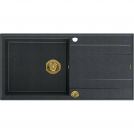 Zlewozmywak GraniteQ EVAN 146 XL zlewozmywak z syfonem Push 2 Open 1-komorowy z/o (1000x500x210, kom. 420x480) black diamond / elementy złote | brak | 5904310997683