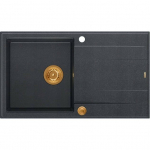 Zlewozmywak GraniteQ EVAN 111 zlewozmywak z syfonem i zaślepką 1-komorowy z/o (860x500x210) black diamond / elementy miedziane | brak | 5904310997409