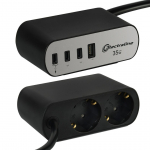 PISTIKUPESA ELECTRALINE PD35W 2P SCHUKO+4USB (3C+1A) 2M