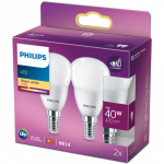 LED LAMP PHILIPS 4,9W (40W) E14 P45 470LM 2700K 2TK PAKIS