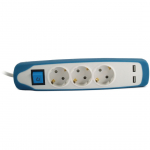 PIKENDUSJUHE ELECTRALINE 3P 3G1,0MM&sup2; 2M LK L&Uuml;LITI 2USB VALGE/SININE