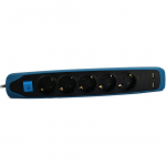 PIKENDUSJUHE ELECTRALINE 5P 3G1,0MM&sup2; 2M LK L&Uuml;LITI 2USB MUST/SININE