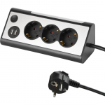 PIKENDUSJUHE ELECTRALINE 3P+2USB2,4A+LED H05VV-F 3G1,0MM&sup2; 1,5M LK