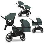 EasyGo Duoflex Sage Green Kaksikute vanker 2 istet ja 1 vankrikorv