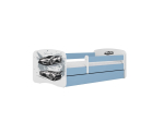 Lastevoodi madratsiga Kocot Kids BabyDreams Blue sports car, sinine/valge