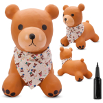 TEDDY bērnu gumijas lēcējs 52 cm brūns ar bandanu, ar pumpīti