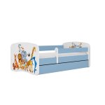 Lastevoodi madratsi ja sahtliga Kocot Kids BabyDreams Blue animals, sinine
