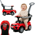 Bērnu braucamais ar rokturi un skavu, sporta automa&scaron;īna, sarkani