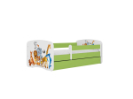 Lastevoodi madratsi ja sahtliga Kocot Kids BabyDreams Green animals, roheline