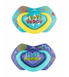 Mānekļi NEON LOVE silikona simetriskās formas 0-6 mēn., Canpol 22/652 blue (2 gab.)