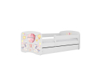 Lastevoodi madratsi ja sahtliga Kocot Kids BabyDreams White balloon, valge
