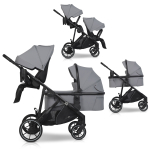 EasyGo Duoflex Cloudy Gray Kaksikute vanker 2 istet ja 1 vankrikorv