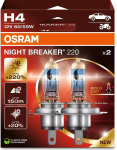 OSRAM NIGHT BREAKER 220 H4 &mdash; halogeen-esilaterna pirn, 2 tk