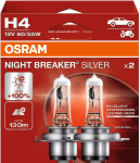 OSRAM NIGHT BREAKER SILVER H4 &mdash; halogeen-esilaterna pirn, 2 tk