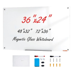 Magnetiline valge klaastahvel 900x600 mm, kuivkustutatav, seinale kinnitatav